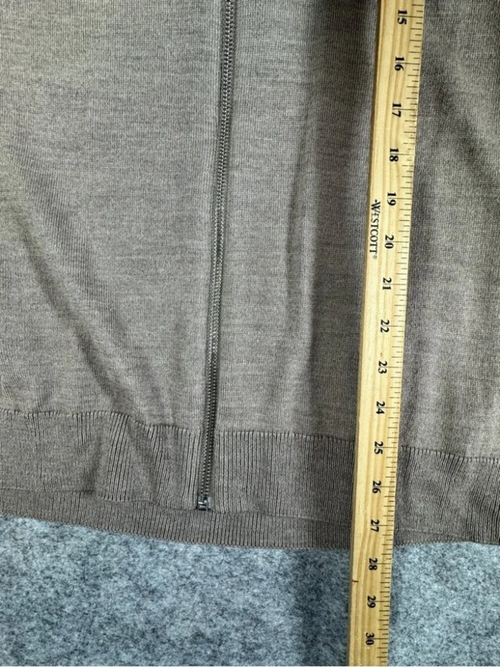Lindbergh Merino Wool Zip Up Sweater Beige Slim Fit Size M Minimalist Luxury